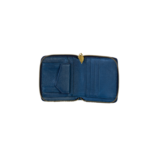 Compact and Elegant – Small Zip Around Wallet - Peacock Blue