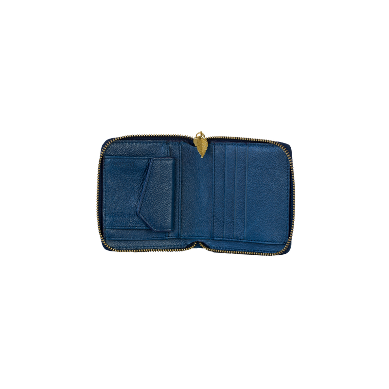 Compact and Elegant – Small Zip Around Wallet - Peacock Blue